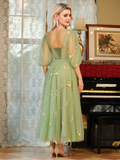 A Line V Neck Long Sleeves Homecoming Dresses Tulle With Embroidery Rjerdress