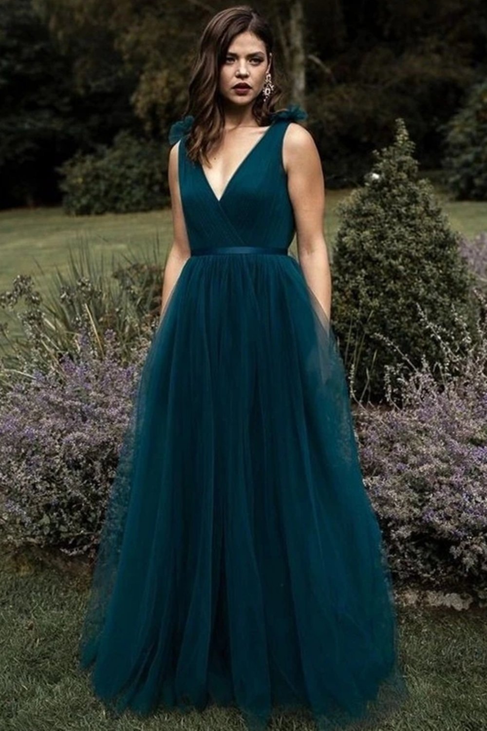 Peacock Blue Sequin Lace & Satin Split Prom Dress - Promfy