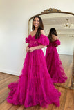A Lline Off the Shoulder Tulle Prom Dresses For Woman Rjerdress