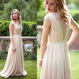 A-line Chiffon Long Simple High Neck Prom Dresses UK Floor-length Ruched with Cap Sleeves RJS295 Rjerdress