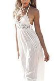 A line Ivory Chiffon V Neck Backless Beach Wedding Dresses Rjerdress