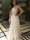 A-line Lace Top High Neck Chiffon Long Prom dress-Elegant Sleeveless Prom Dress Rjerdress