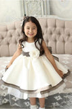 A line Round Neck Bowknot Tulle Ivory Flower Girl Dresses Baby Dresses RJS186