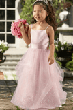 A-line Scoop Tulle Long Stunning Flower Girl Dresses Rjerdress