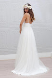 A-line Simple Spaghetti Straps Beach Wedding Dress Summer Off White Bride Gown Rjerdress