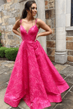 A-line V-Neck Satin Long Simple Backless with Pockets Sleeveless Sweep Train Prom Dresses Rjerdress