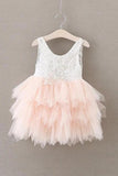 Adorable A-line Knee length Pink Tulle Little Flower Girl Dress with Lace Dress Rjerdress