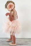 Adorable A-line Knee length Pink Tulle Little Flower Girl Dress with Lace Dress