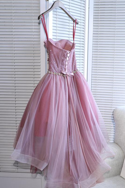 Adorable A-line Sweetheart High low Pink Tulle Homecoming Dress With Beaded RJS474 Rjerdress