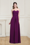 Affordable Bridesmaid Dresses/Prom Dresses A-Line Sweetheart Floor-Length Chiffon Grape Rjerdress