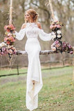 Affordable Unique Design Lace Top Long Sleeves Mermaid Long Wedding Dress Rjerdress