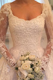 Amazing Long Sleeves Ball Gown Long Ivory Lace Wedding Dresses Rjerdress