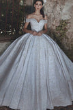 Amazing Modest Long Off The Shoulder Lace Beading Ball Gown Wedding Dresses Rjerdress