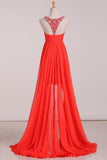 Asymmetrical A Line Party Dresses Scoop With Beading Chiffon Rjerdress