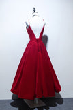 Asymmetrical Prom Dresses Satin Sweetheart Red Tea Length Rjerdress