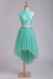 Asymmetrical Scoop A Line Two Pieces Tulle With Beads Hoco Dresses Rjerdress