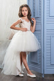 Asymmetrical Scoop With Applique Flower Girl Dresses A Line Tulle Rjerdress