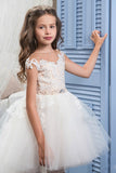 Asymmetrical Scoop With Applique Flower Girl Dresses A Line Tulle Rjerdress