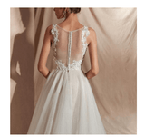 Awesome A-line V-neck Appliqued Wedding Dress with Buttons H66 Rjerdress