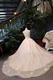 Awesome Floral Bridal Dress Shiny Tulle Scoop Lace Up With Beads Handmade Flowers Rjerdress