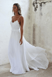 Backless Beach White Cheap Spaghtti Straps Bride Wedding Dress