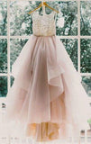 Backless Glamorous Ball Gown Lace Puffy Tulle Long Sexy Evening Gowns For Teens Juniors Dress RJS87 Rjerdress