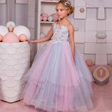 Ball Gown Beaded Colorful Floor Length Tulle Flower Girl Dress