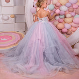 Ball Gown Beaded Colorful Floor Length Tulle Flower Girl Dress Rjerdress
