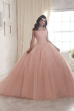 Ball Gown Boat Neck Quinceanera Dresses Tulle With Beading Rjerdress