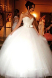 Ball Gown Bowknot Sweetheart Tulle Wedding Dresses Strapless Wedding Gowns Rjerdress