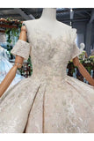 Ball Gown Bridal Dresses 2 Meter Train Off The Shoulder Top Quality Appliques Tulle Beading Rjerdress