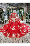 Ball Gown Bridal Dresses High Neck Aline Top Quality Appliques Tulle Beading Rjerdress