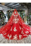Ball Gown Bridal Dresses High Neck Aline Top Quality Appliques Tulle Beading