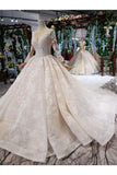 Ball Gown Bridal Dresses One Meter Train Scoop Top Quality Appliques Tulle
