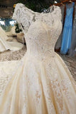 Ball Gown Bridal Dresses Royal Train Bateau Top Quality Lace Rjerdress
