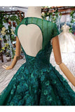 Ball Gown Bridal Dresses Scoop Aline Top Quality Appliques Tulle Beading Short Sleeves Rjerdress