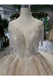 Ball Gown Bridal Dresses Scoop Short Sleeves Top Quality Appliques Tulle Beading Rjerdress
