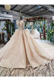 Ball Gown Bridal Dresses Scoop Top Quality Appliques Tulle Beading