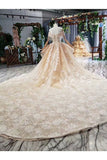 Ball Gown Bride Dresses One And Half Meter Train Off The Shoulder Top Quality Appliques Tulle Beading Rjerdress