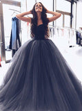 Ball Gown Burgundy Tulle Strapless Sweetheart Prom Dresses Quinceanera Dresses Rjerdress