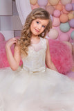 Ball Gown Flower Girl Dresses Scoop Tulle With Applique And Sash Rjerdress