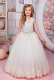 Ball Gown Flower Girl Dresses Scoop Tulle With Applique And Sash Rjerdress