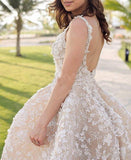 Ball Gown Lace Appliques High Low Backless Beads Wedding Dresses Bride Dresses RJS559 Rjerdress