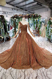 Ball Gown Long Party Dresses One Shoulder Lace up Sequins Beads Quinceanera Dress RJS969