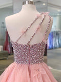 Ball Gown Long Prom Dresses One Shoulder Zipper up Beads Quinceanera Dress RJS969 Rjerdress