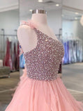Ball Gown Long Prom Dresses One Shoulder Zipper up Beads Quinceanera Dress RJS969 Rjerdress
