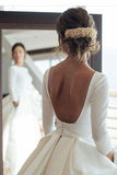 Ball Gown Long Sleeve Backless Ivory Wedding Dresses Long Cheap Bride Dresses