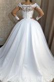 Ball Gown Long Sleeve Off the Shoulder Wedding Dresses Lace Appliques Bride Dresses Rjerdress