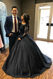 Ball Gown Long Sleeves Navy Blue With Lace Prom Dress Quinceanera Dresses uk rRJS450