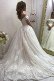 Ball Gown Off The Shoulder A Line Tulle With Applique Court Train Wedding Dresses Rjerdress